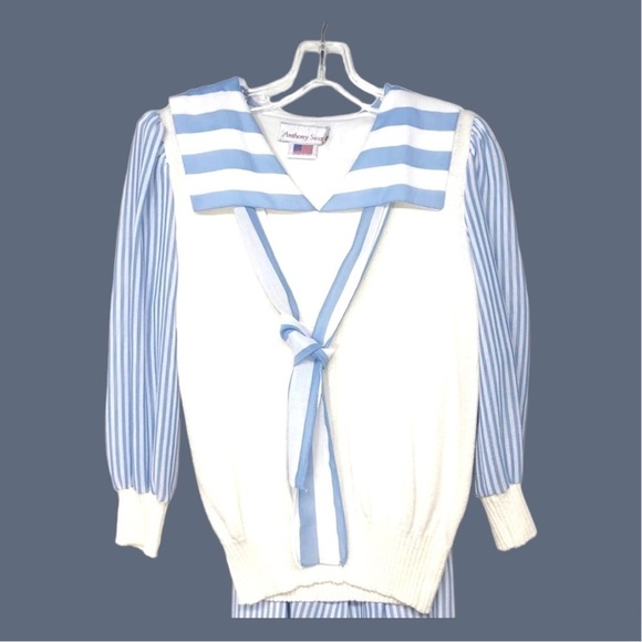 𝅺VINTAGE preppy Anthony Sicari SET Skirt + Sweater Size XS/S 70s 60s 80s sailor - Picture 14 of 16